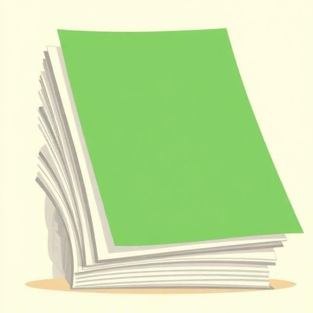 Illustration of a stack of document pages with a green cover sheet